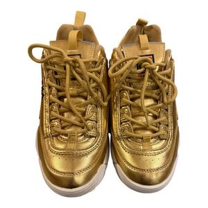 Fila Disruptor 2 Women's Metallic Gold Sneakers Chunky Platform Size 8